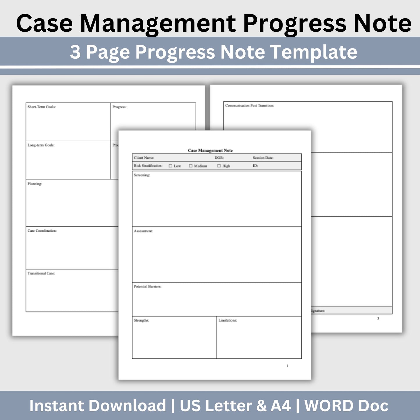 Case Manager Notes Template. Perfect for social workers, nurse case managers, and school social workers, this digital download streamlines your therapy notes and progress tracking.  Counseling notes, therapy tools