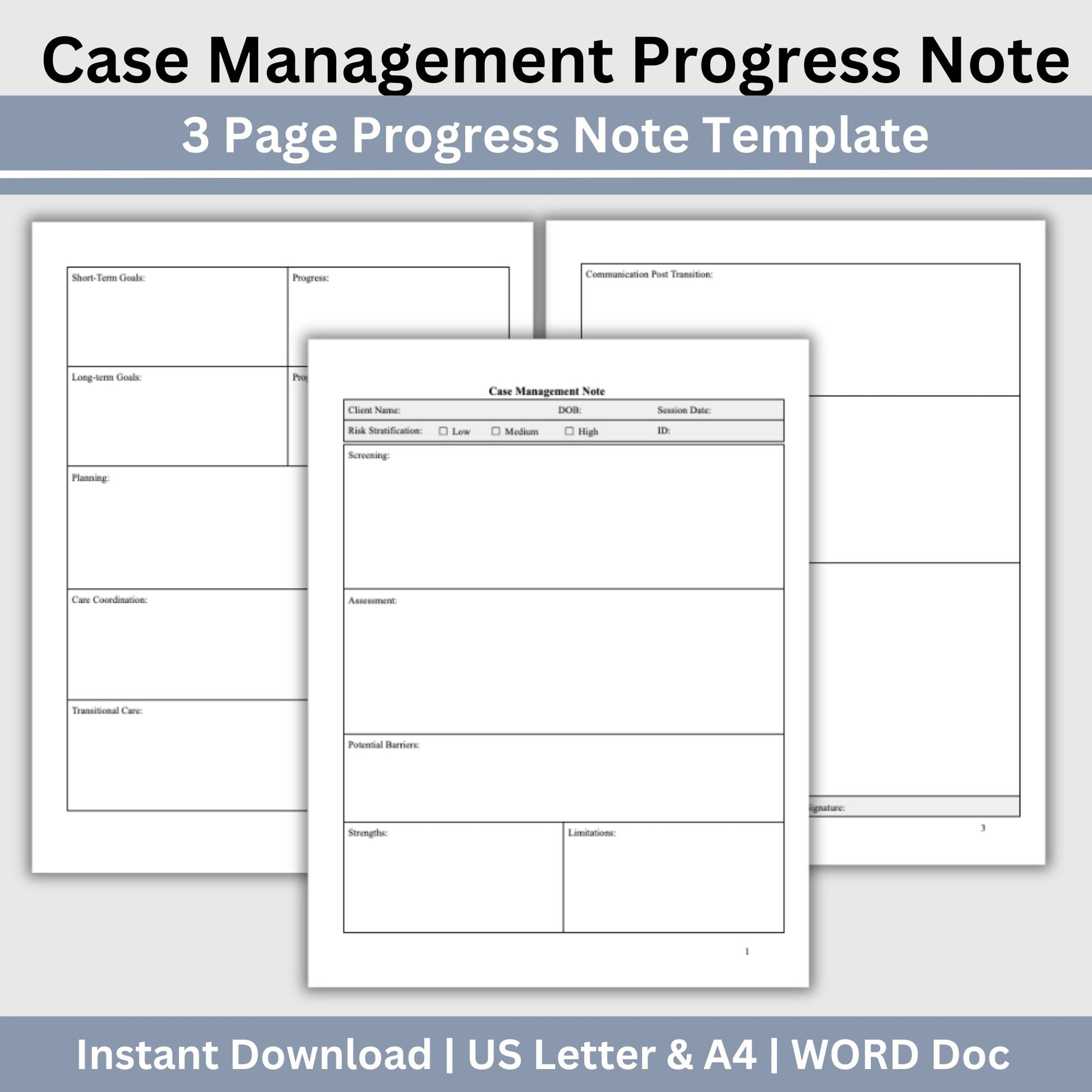 Case Manager Notes Template. Perfect for social workers, nurse case managers, and school social workers, this digital download streamlines your therapy notes and progress tracking.  Counseling notes, therapy tools