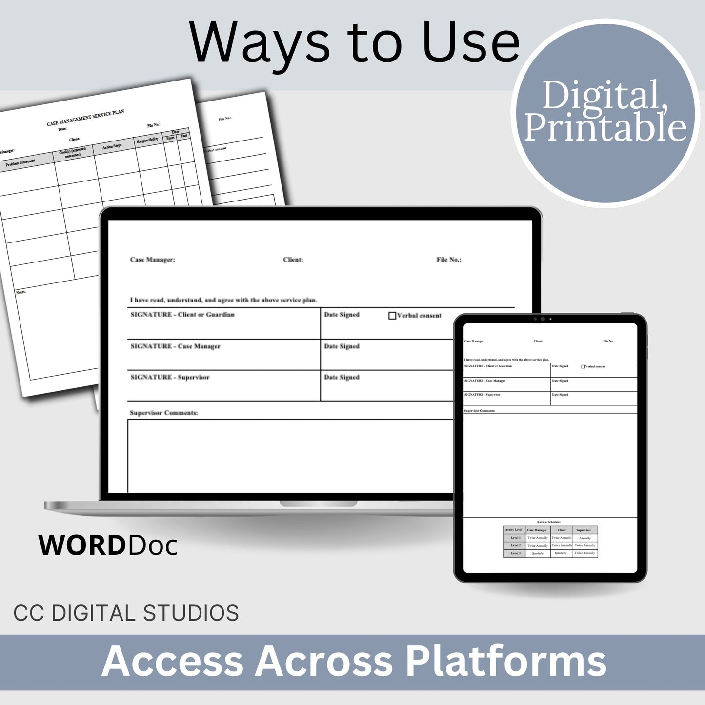 Case Management Service Plan WORD Doc Template