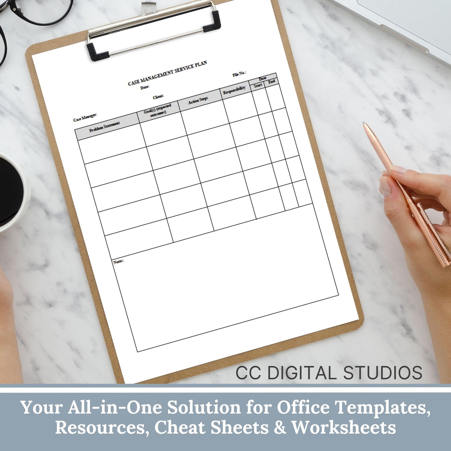 Case Management Service Plan Fillable PDF Template
