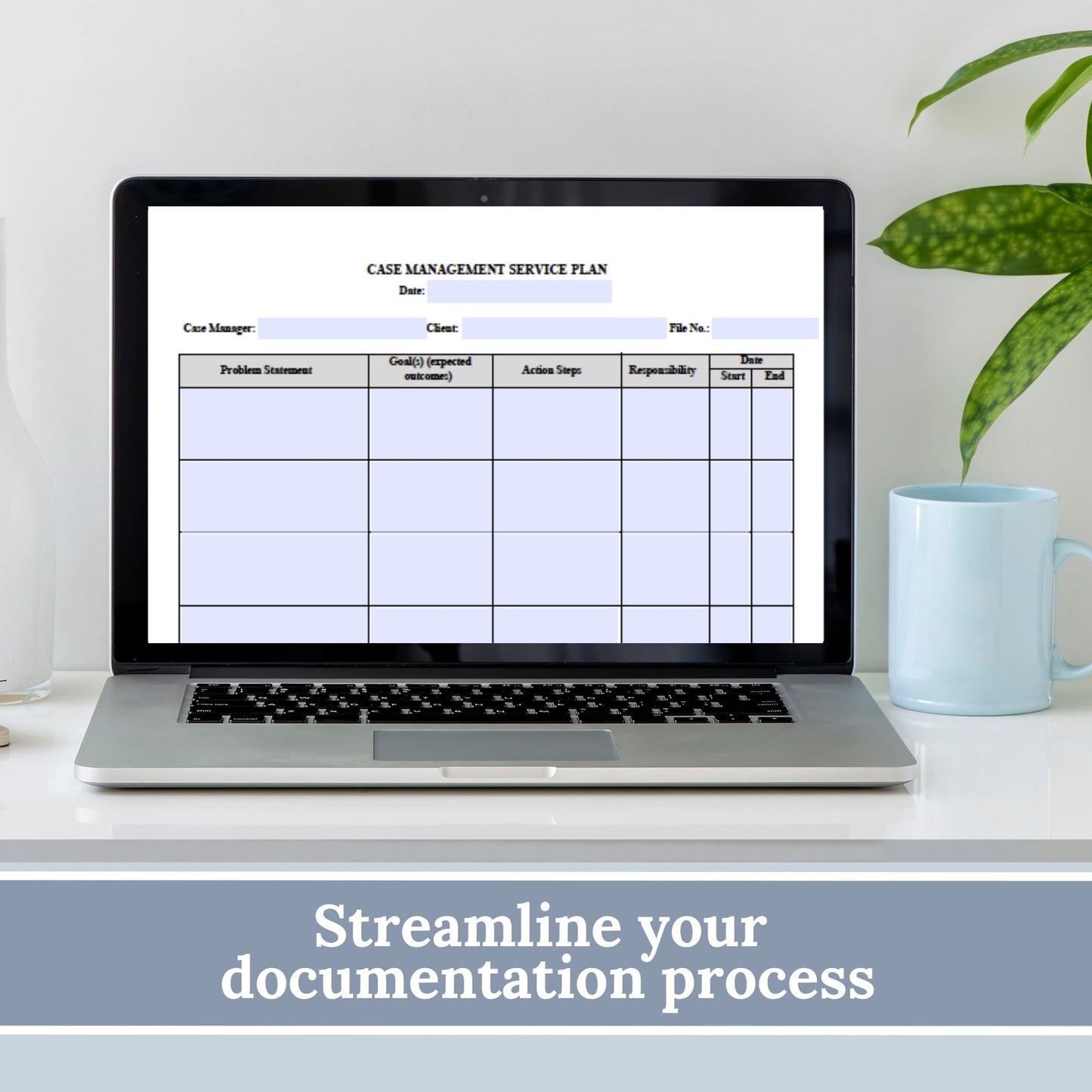 Case Management Service Plan Fillable PDF Template
