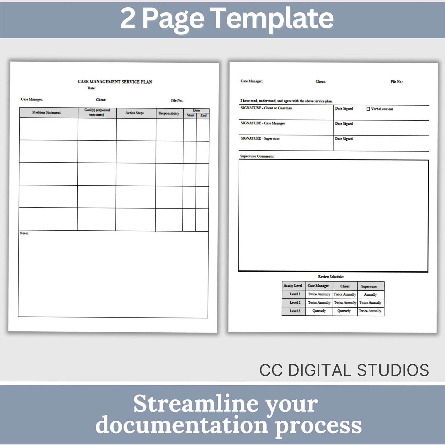 Case Management Service Plan Fillable PDF Template