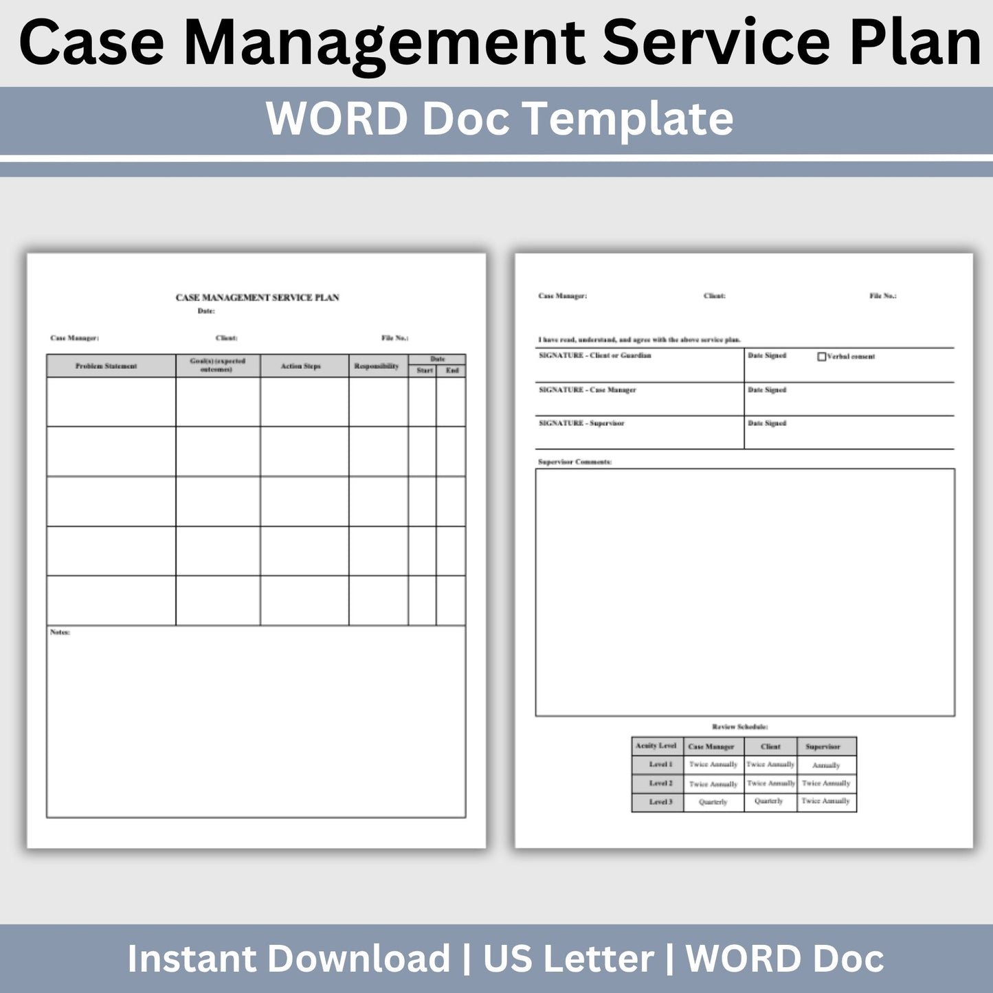 Case Management Service Plan WORD Doc Template