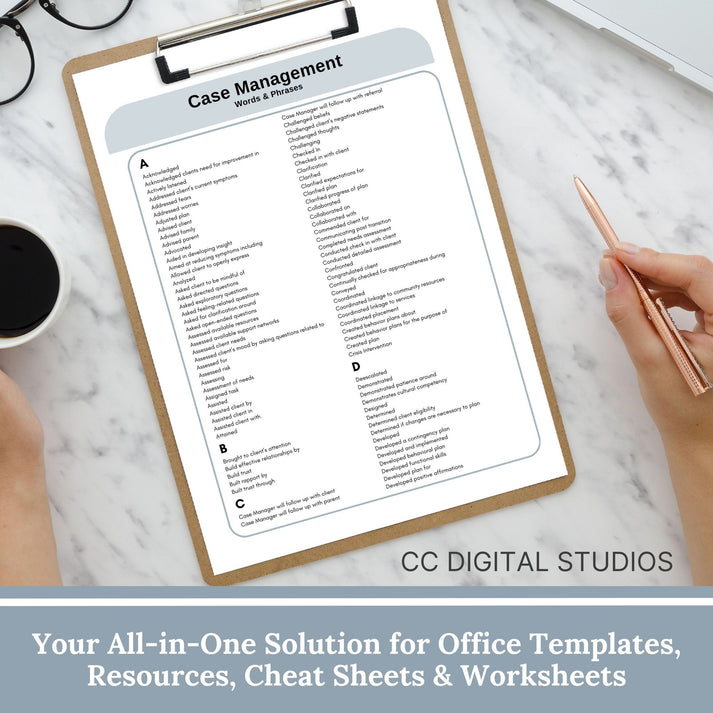 Case Management Notes Cheat Sheets: Streamline Documentation Effortles ...