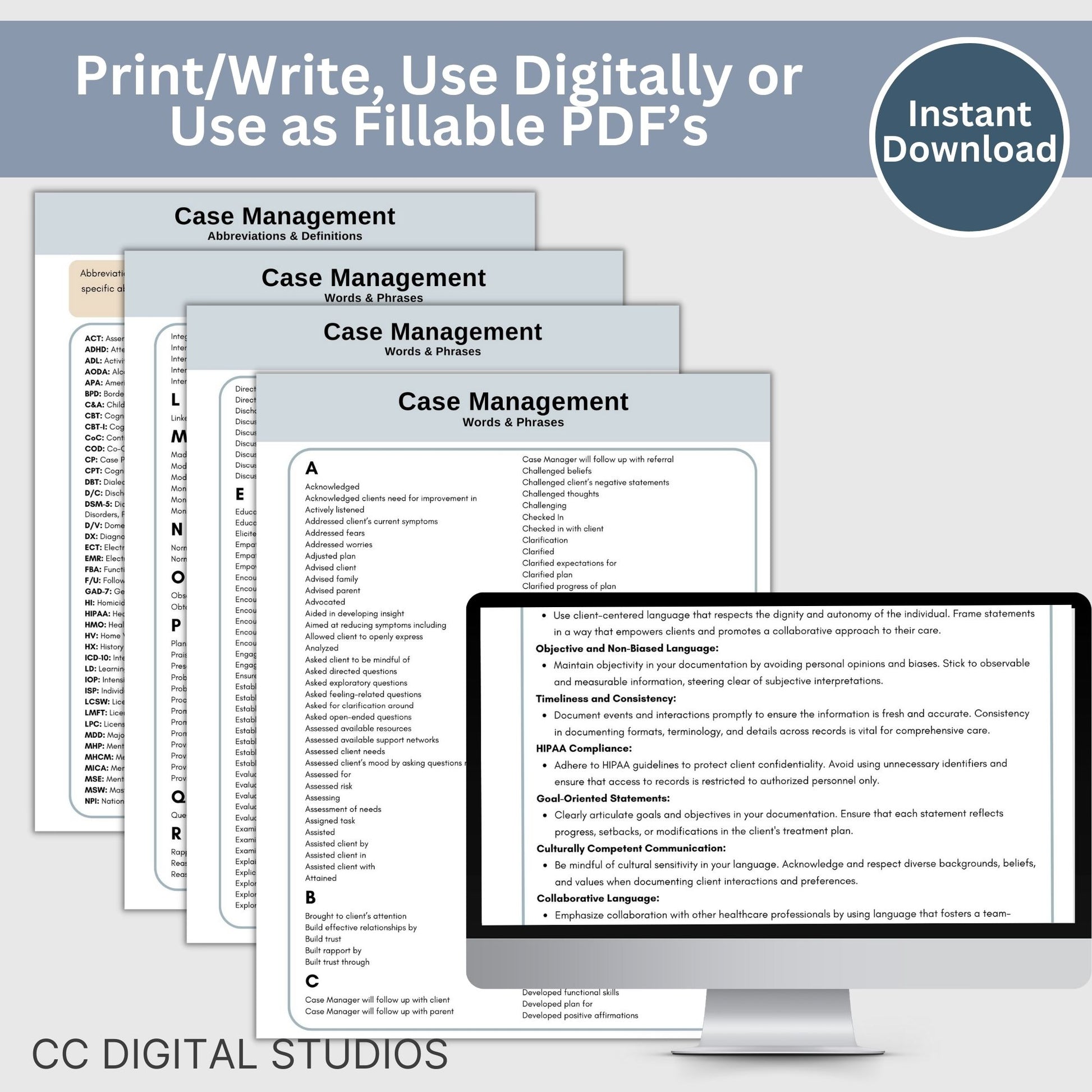 Case Management Cheat Sheets. Progress notes quicker to complete with words and phrases that can be copied and pasted right into case manager notes. Reference sheet perfect for school social worker, school counselor, therapist, students and more.