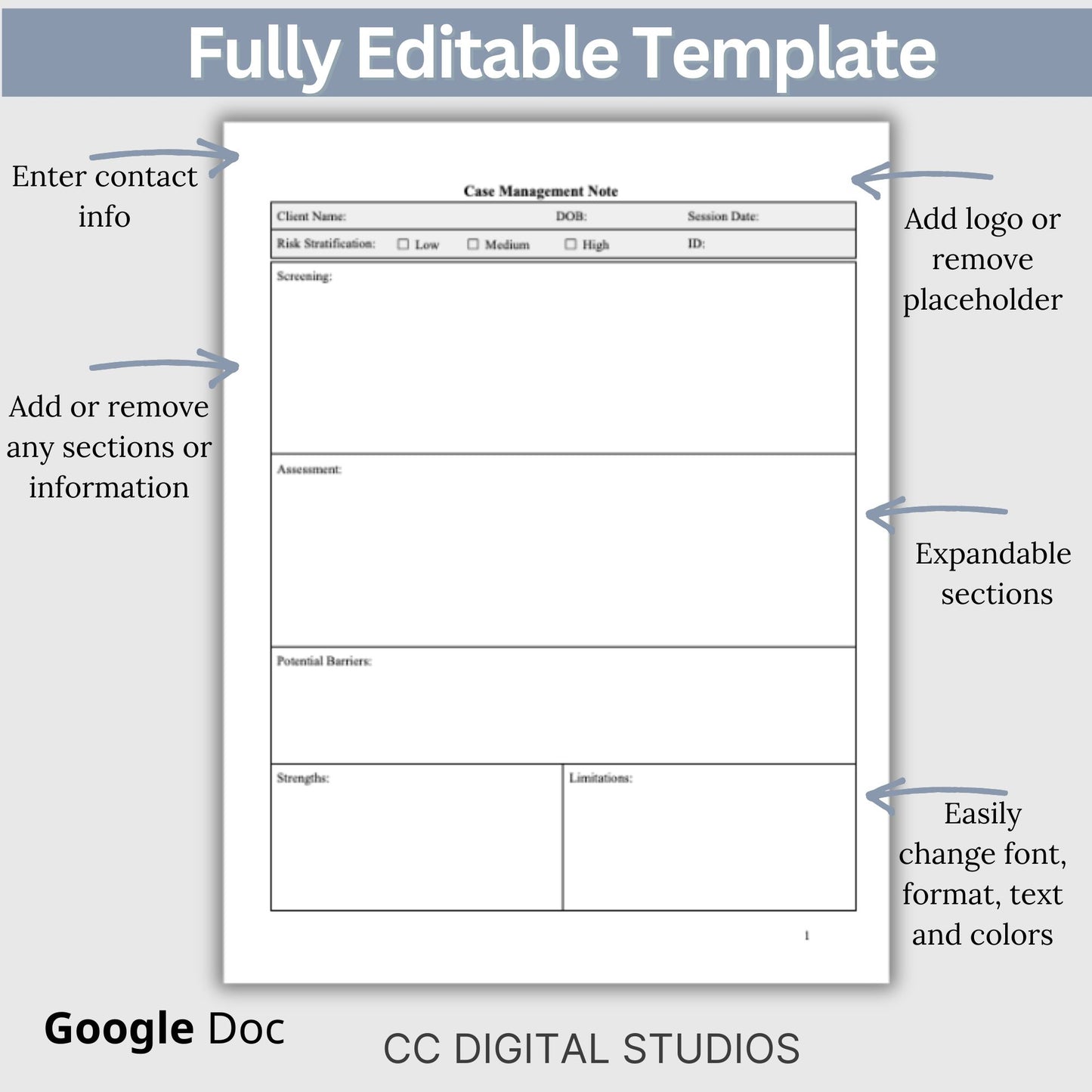 Social Worker Case Management Progress Note Template