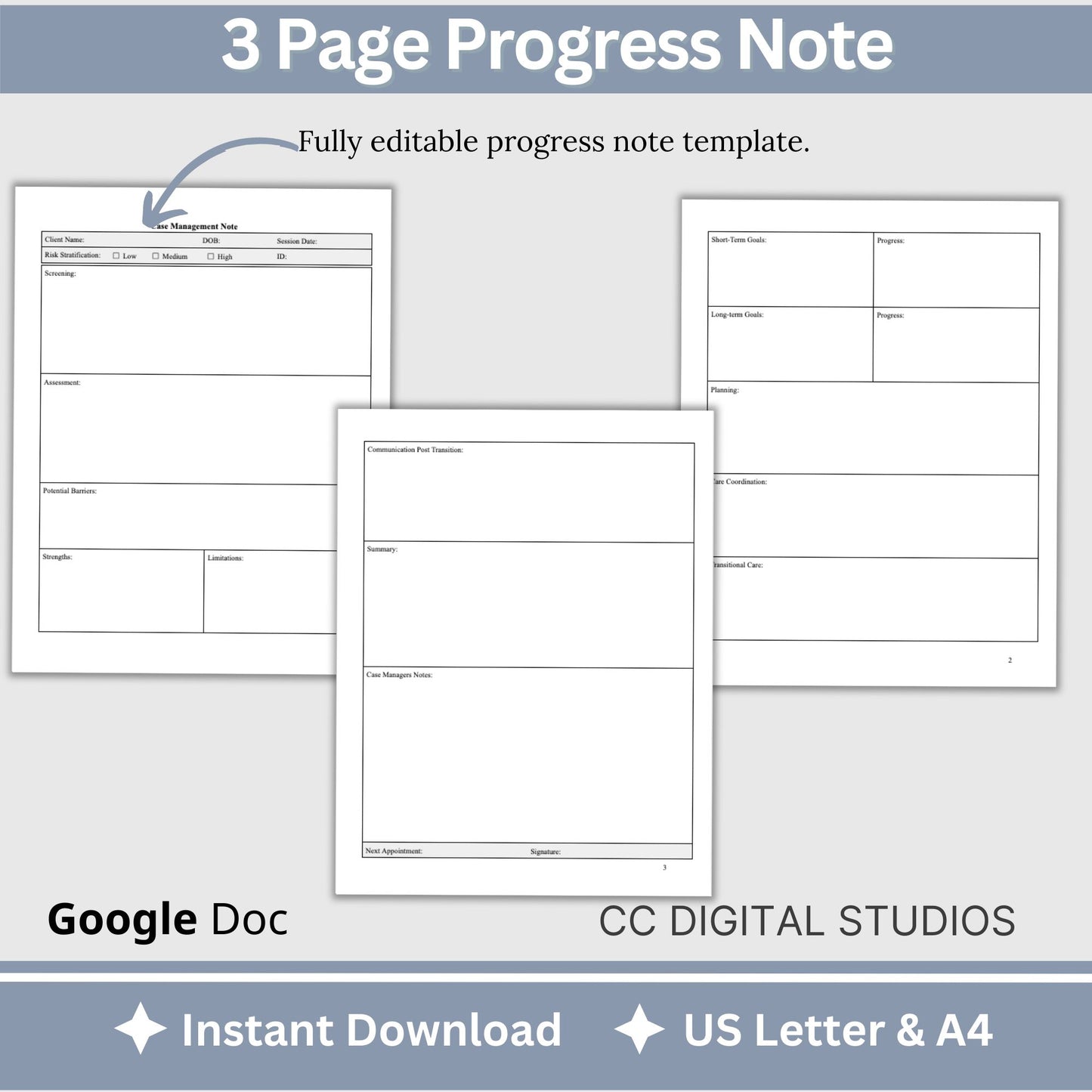 Social Worker Case Management Progress Note Template