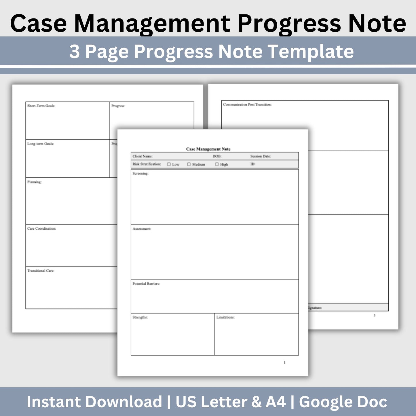 Social Worker Case Management Progress Note Template