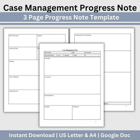 Social Worker Case Management Progress Note Template