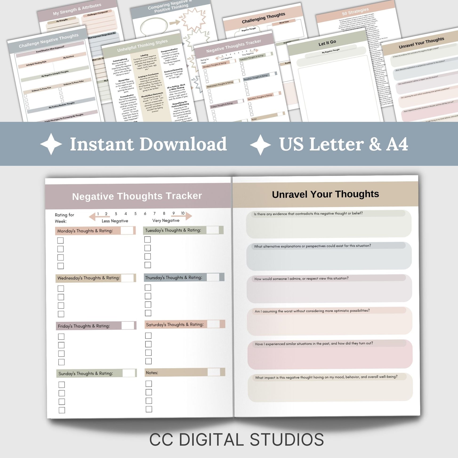 CBT Therapy Worksheets: Turn Negative Thoughts into Positive – CCDigitalStudios cbt-therapy-worksheets-turn-negative-thoughts-into-positive-ccdigitalstudios