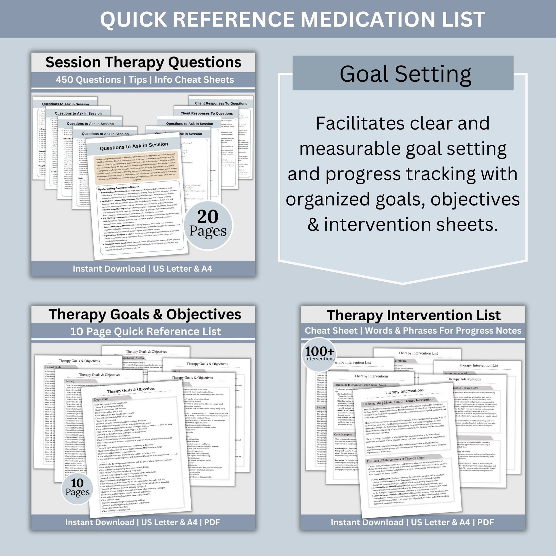 SAVE 20% with our mental health therapy cheat sheets bundle!  Shops best seller therapy tools to help you feel prepared for your sessions.  Have the tools in place to make your documentation easier!