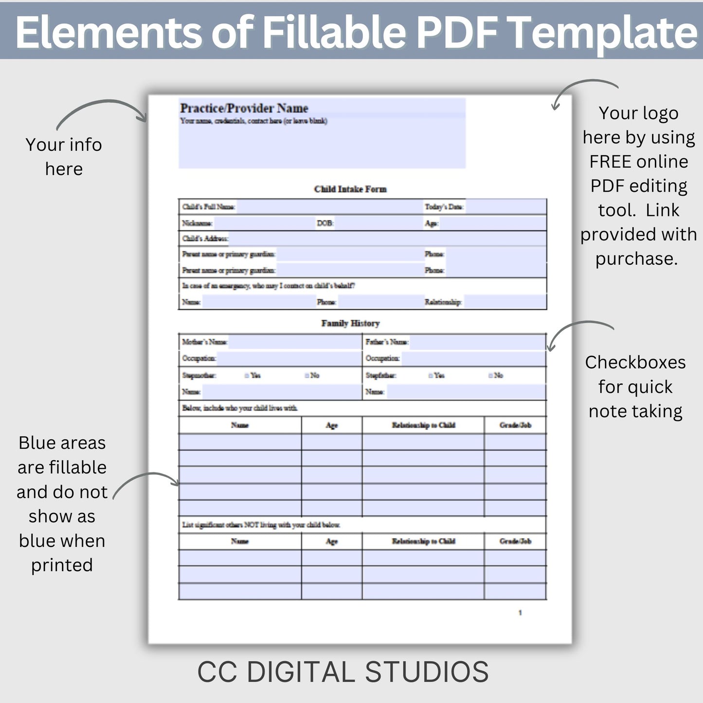 Child Intake Form: Simplify Your Therapy Sessions Fillable PDF