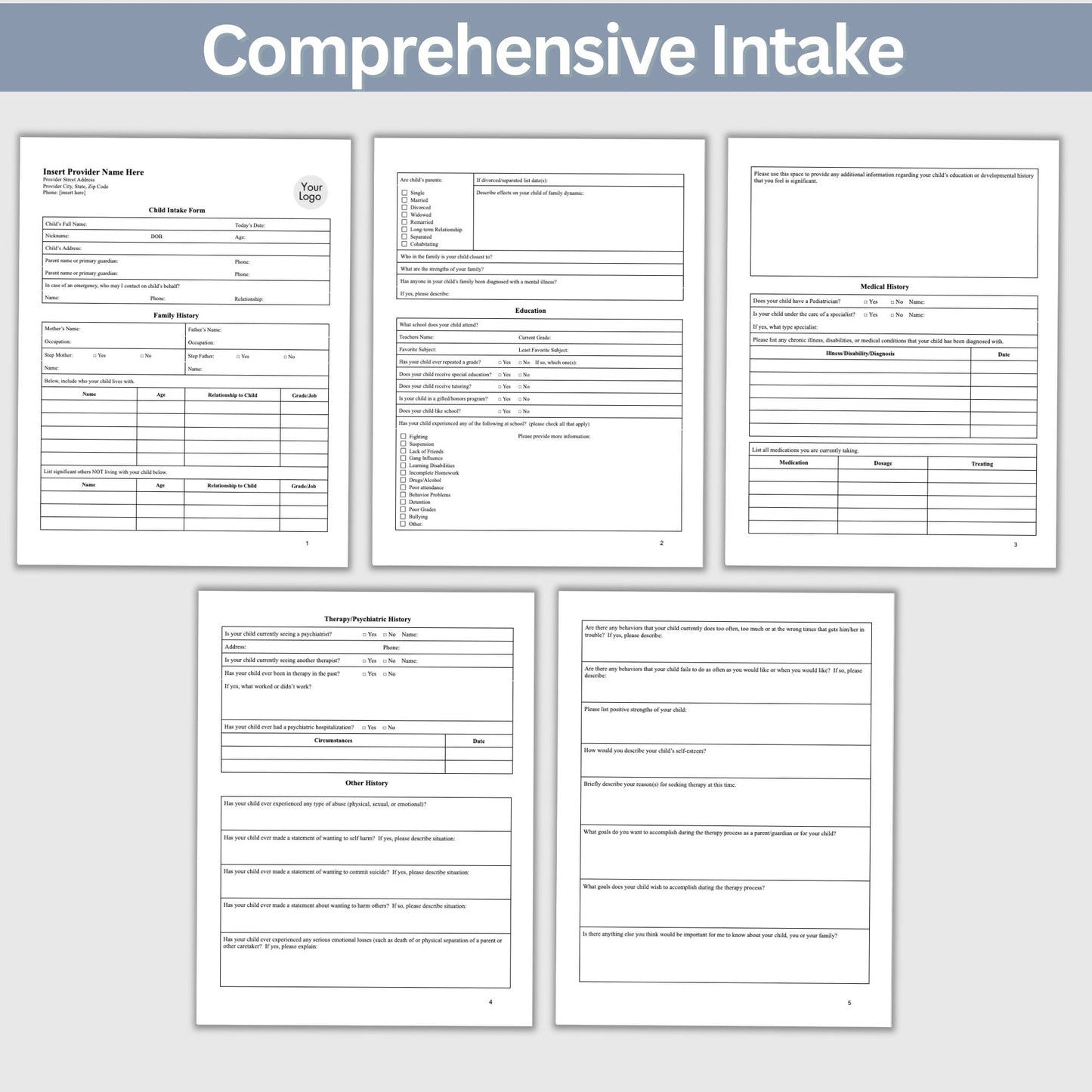 Child Intake Form: Simplify Your Therapy Sessions Fillable PDF