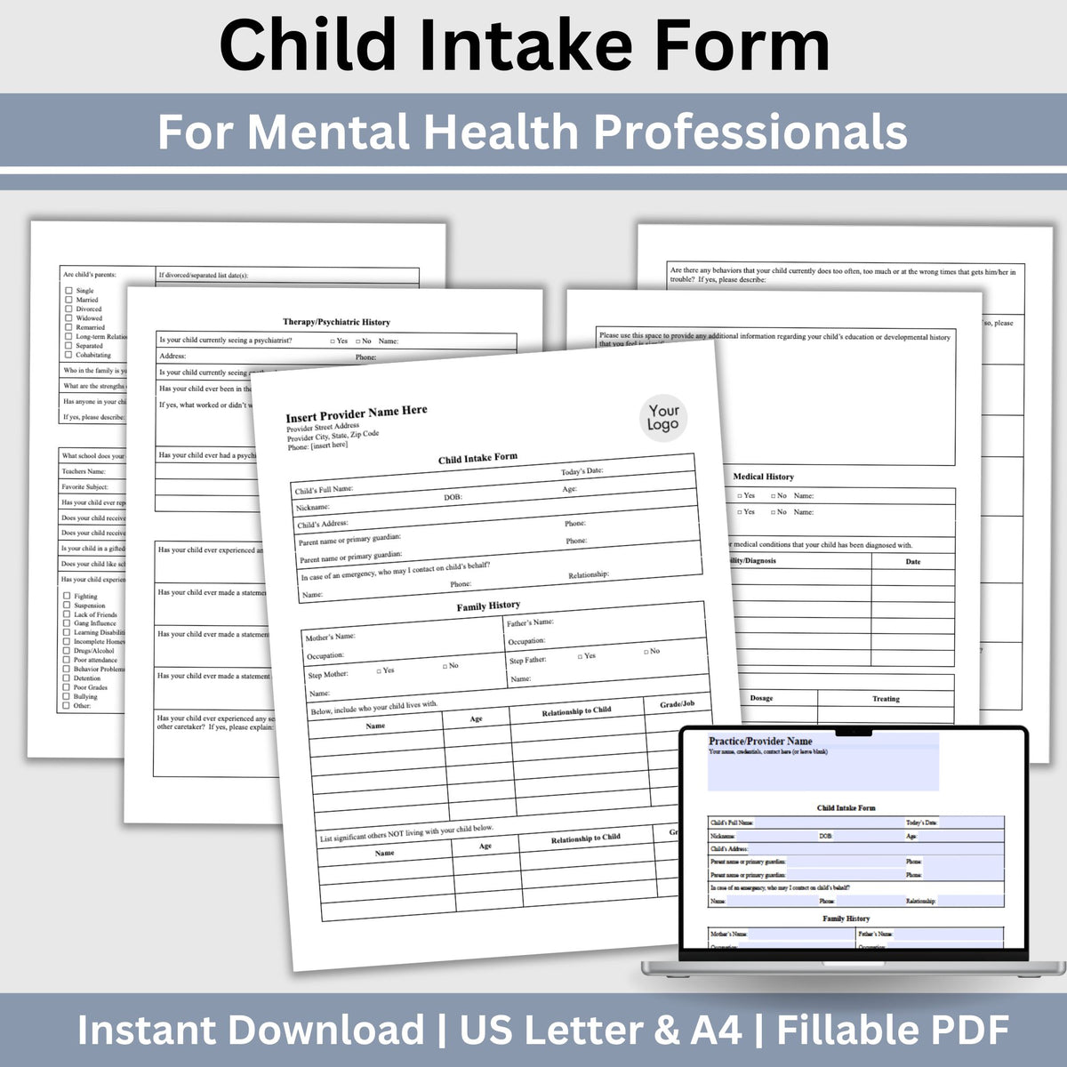 Child Intake Form: Simplify Your Therapy Sessions Fillable PDF ...