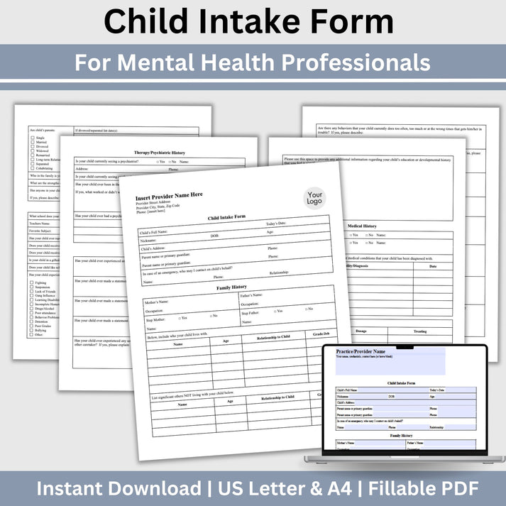 Child Intake Form: Simplify Your Therapy Sessions Fillable PDF ...