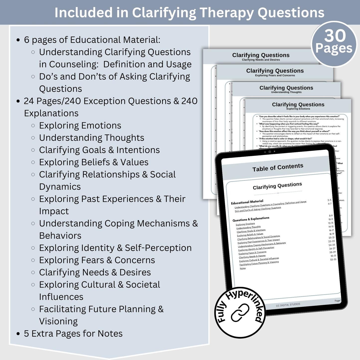 Clarifying Therapy Questions:  Open-Ended Questions & Conversation Sarters