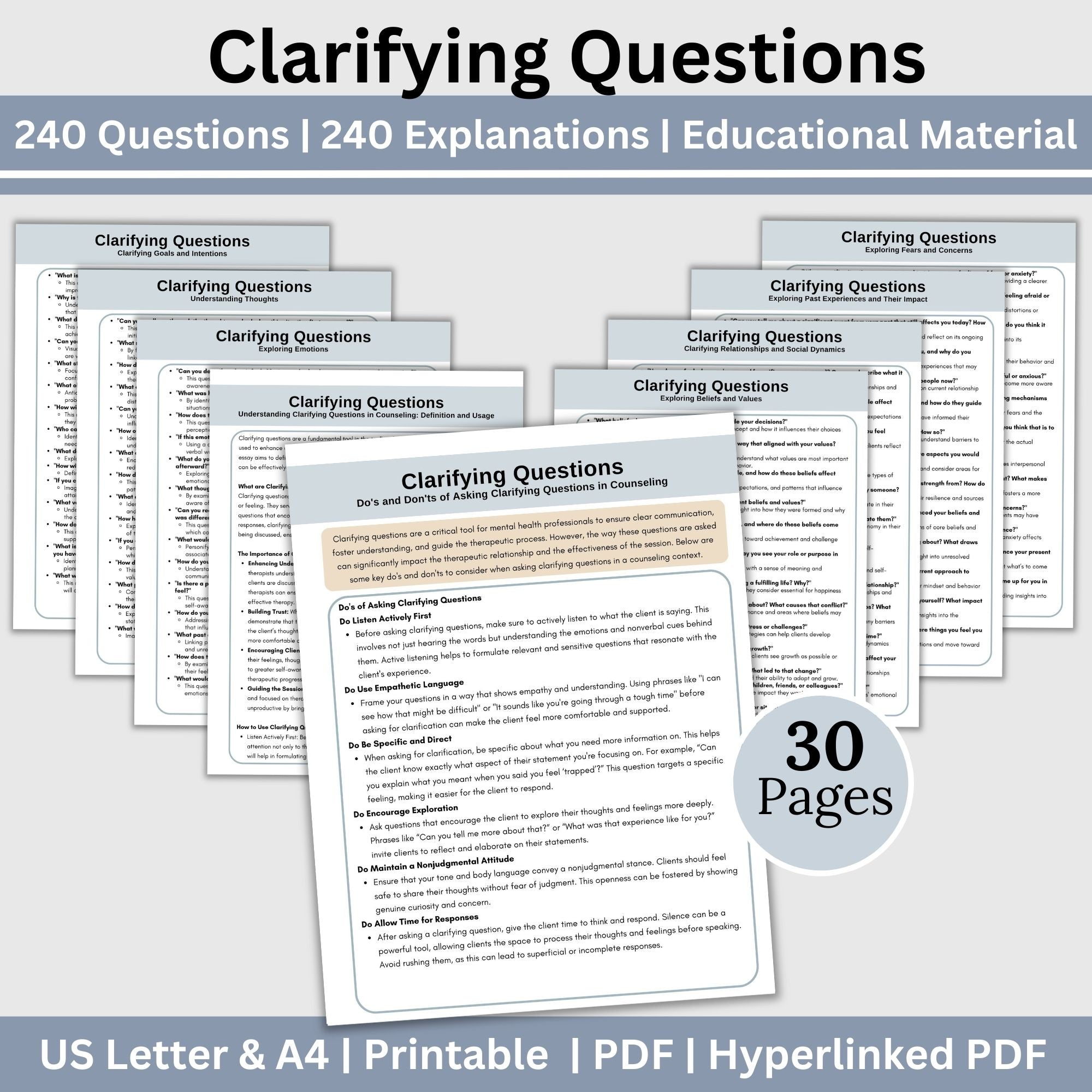 Clarifying Therapy Questions: Open-Ended Questions & Conversation Sart ...