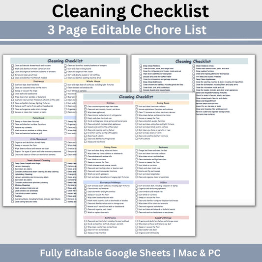 Cleaning Checklist - Google Sheets