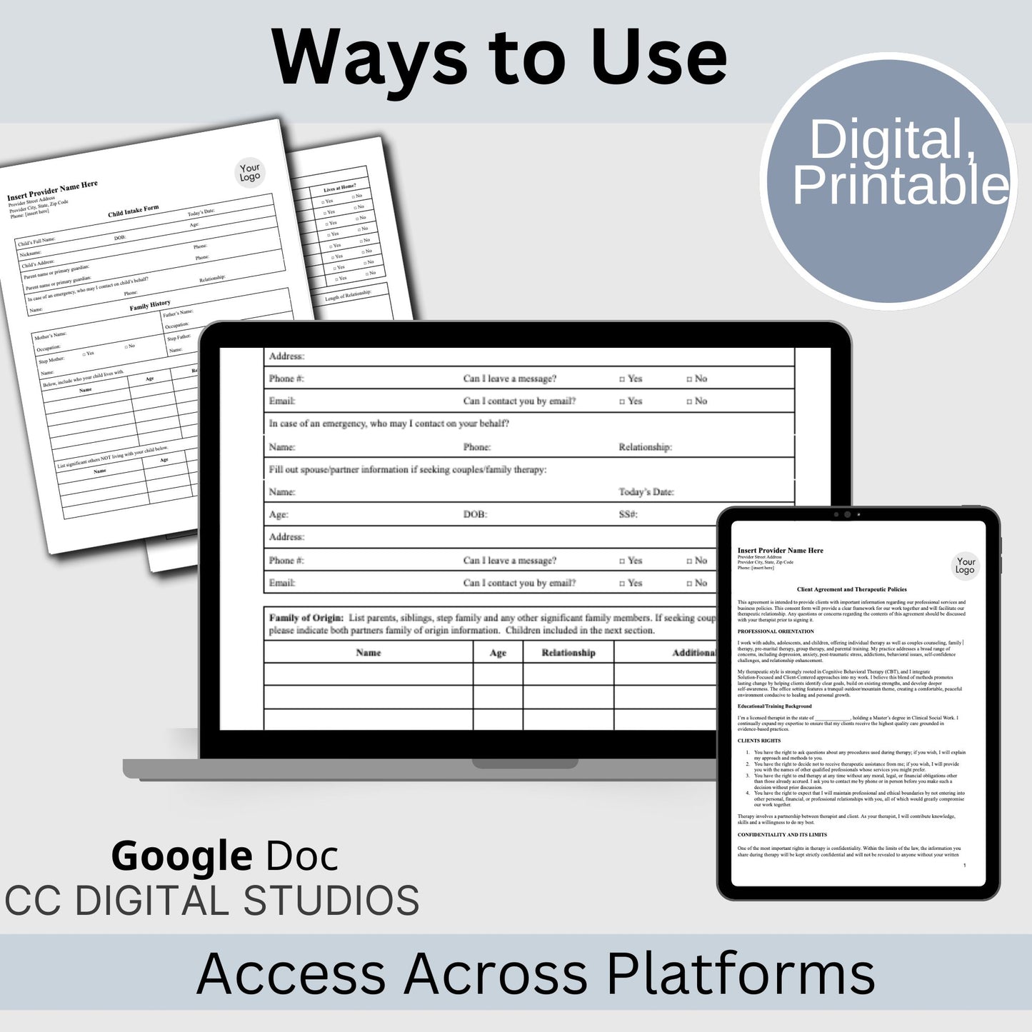 Counseling Forms Mental Health Practice Therapy Bundle - Google Docs