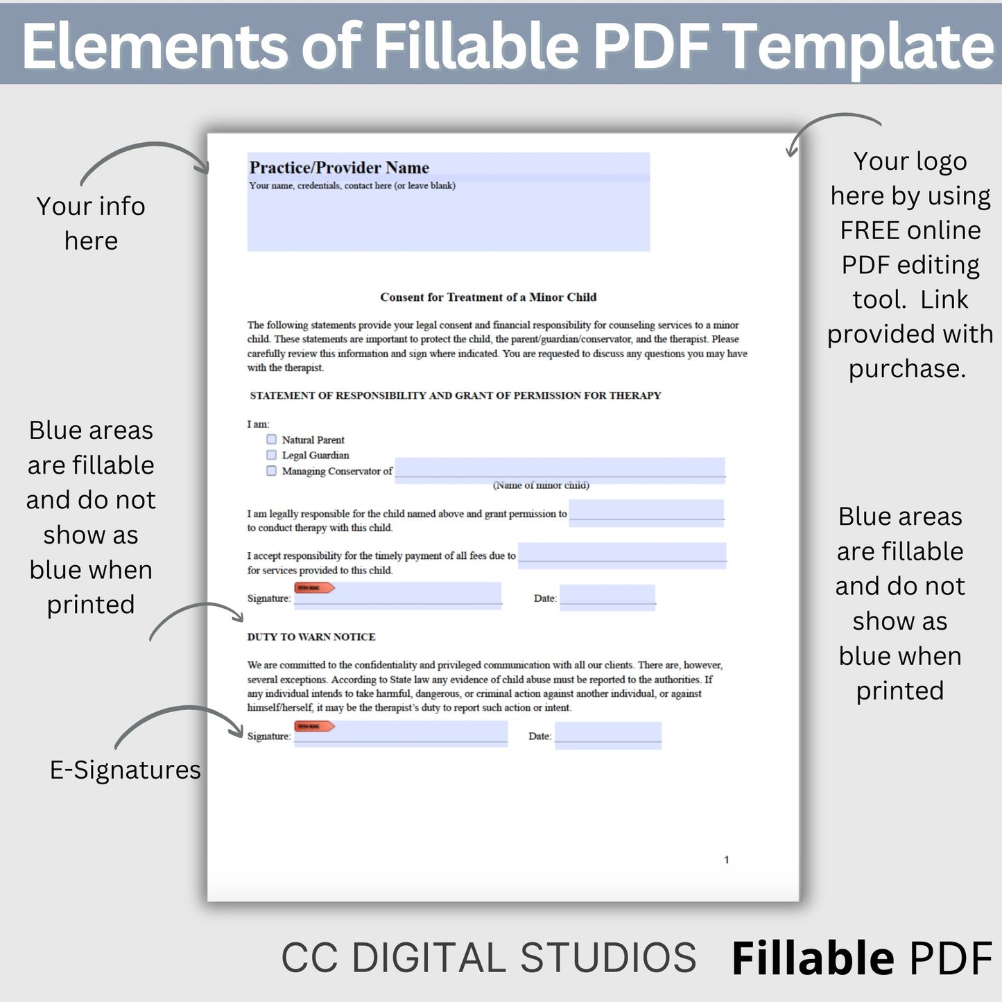 Counseling Forms Mental Health Practice Therapy Bundle - Fillable PDF