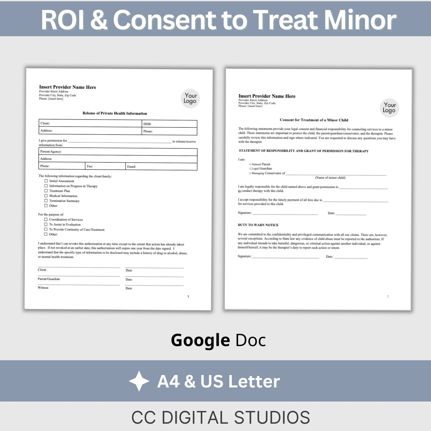 Counseling Forms Mental Health Practice Therapy Bundle - Google Docs