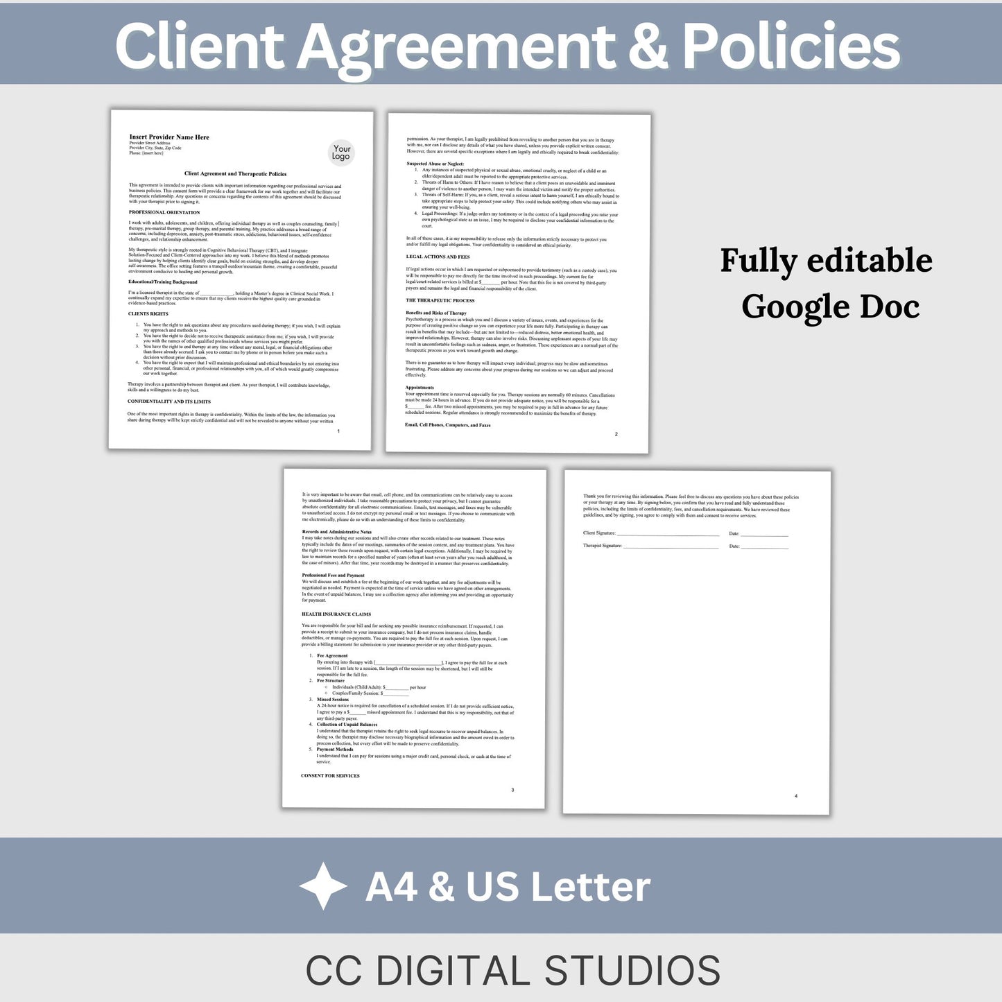 Counseling Forms Mental Health Practice Therapy Bundle - Google Docs