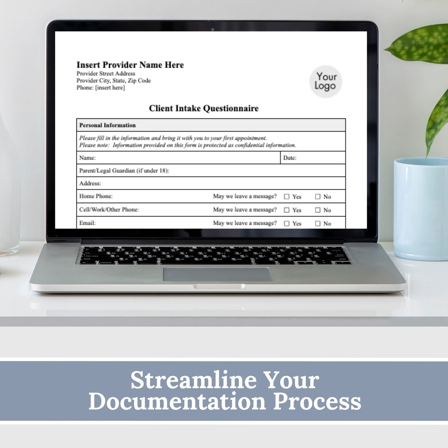 3 in 1 Client Intake Questionnaire for Counseling Office (WORD Doc, Digital Download)