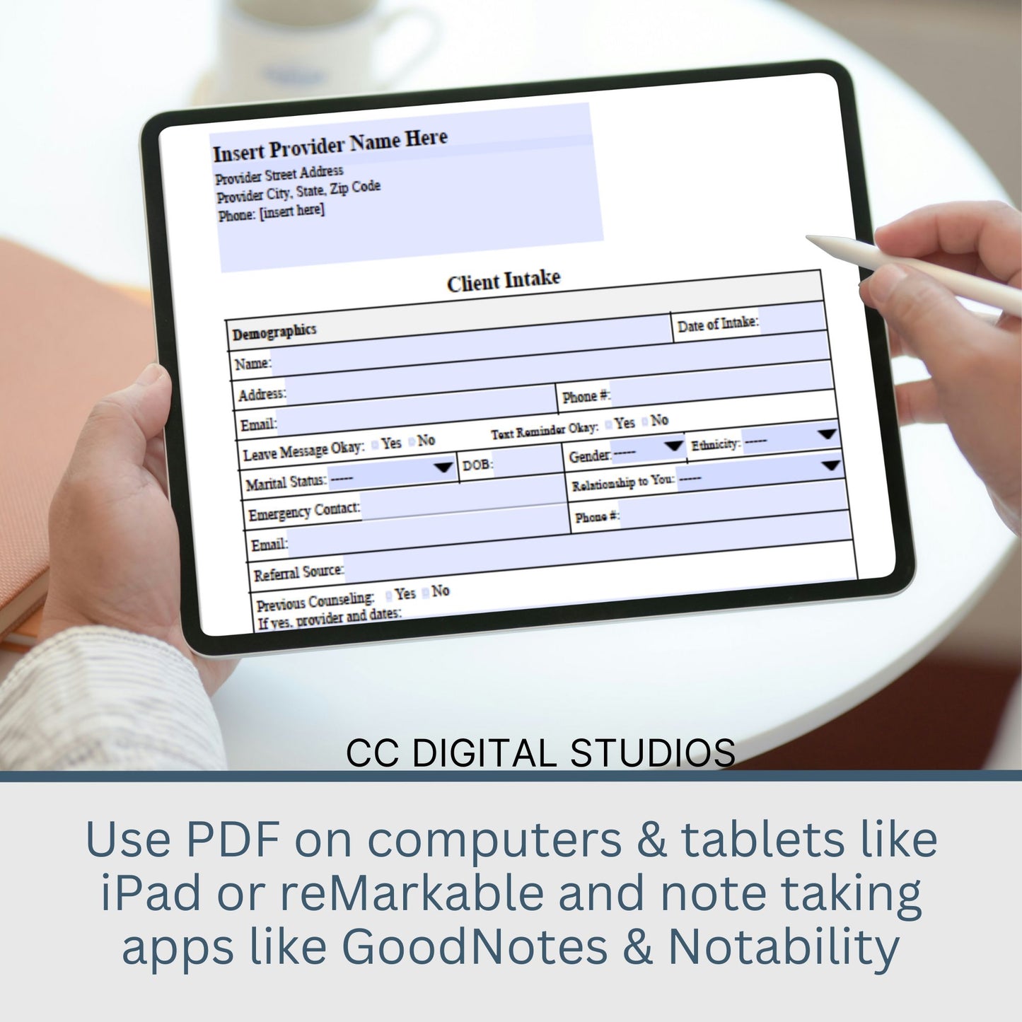 Comprehensive Mental Health Client Intake Form, a customizable fillable pdf template specifically crafted for mental health practitioners, including therapists, counselors, psychologists, and social workers.