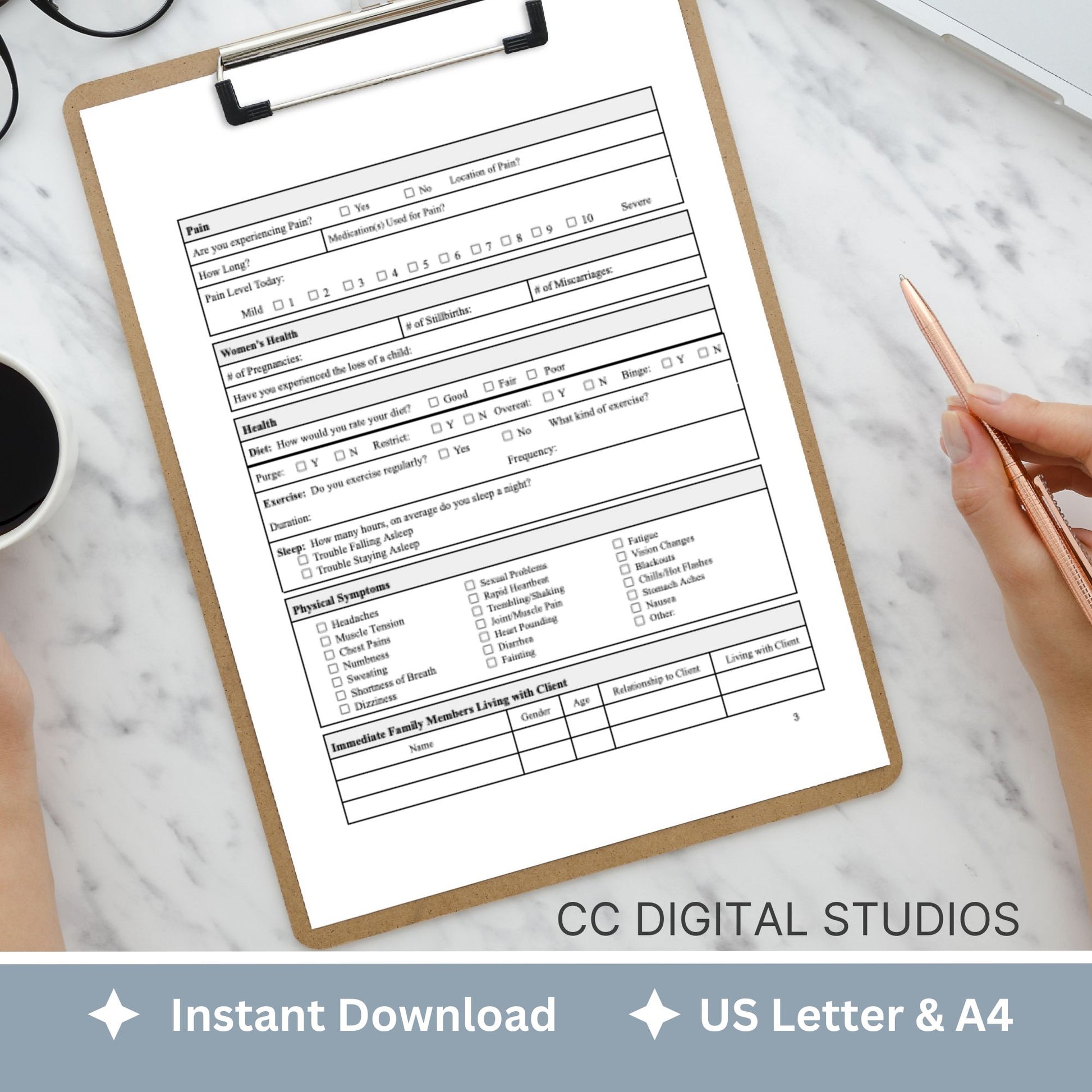 Comprehensive Mental Health Client Intake Form, a customizable fillable pdf template specifically crafted for mental health practitioners, including therapists, counselors, psychologists, and social workers.