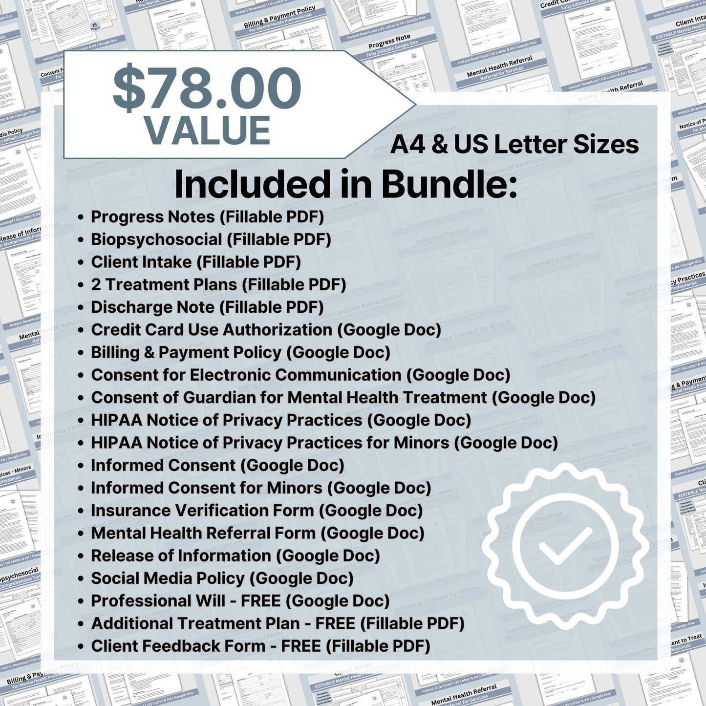 Therapy Notes & Office Policies BUNDLE, Google Doc, Fillable PDF, Progress Notes, Client Intake, Consents, Private Practice Counseling Forms. 21 forms designed to streamline and organize your client records. Perfect for mental health professionals