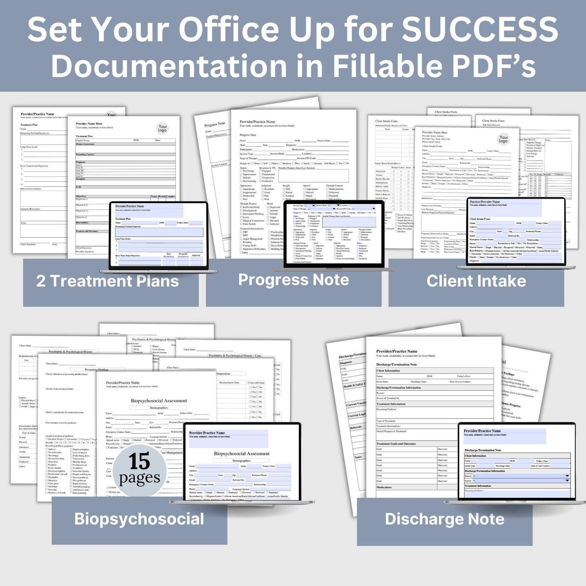 Therapy Notes & Office Policies BUNDLE, Google Doc, Fillable PDF, Progress Notes, Client Intake, Consents, Private Practice Counseling Forms. 21 forms designed to streamline and organize your client records. Perfect for mental health professionals