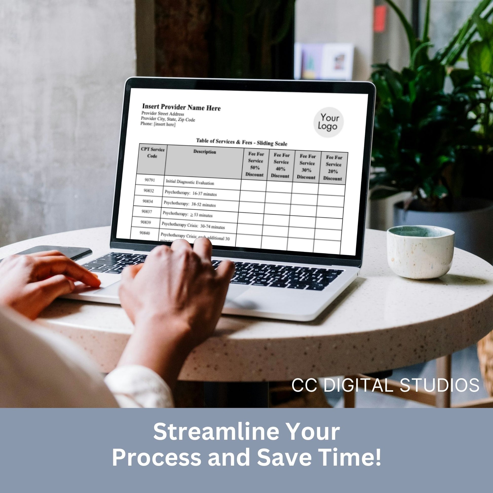 Simplify your pricing processes while maintaining professionalism and clarity with our editable WORD Doc service fees and sliding fees template for mental health clinicians.  Therapist Office, psychology, therapy forms, therapy notes