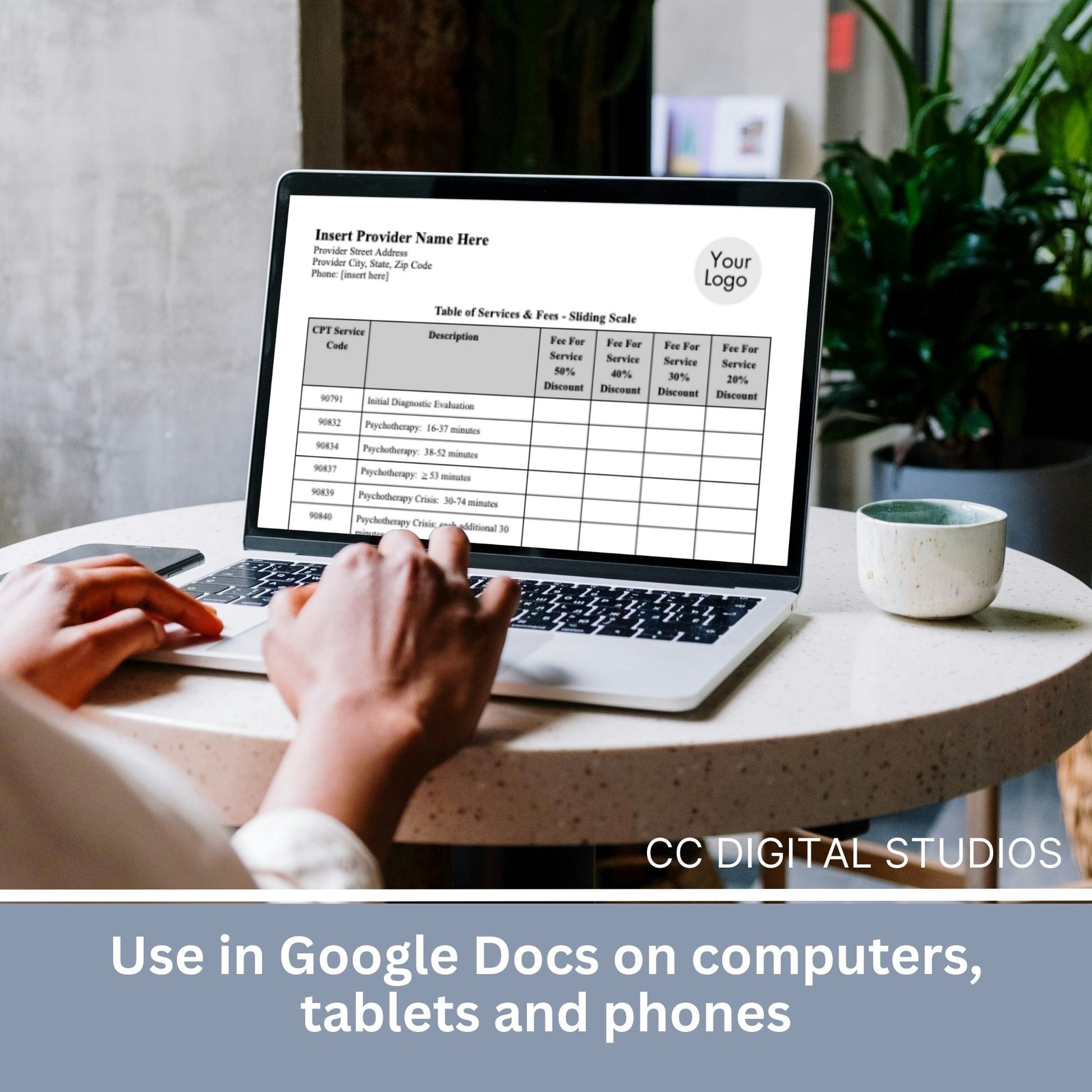 Simplify your pricing processes while maintaining professionalism and clarity with our editable Google Doc service fees and sliding fees template for mental health clinicians. Therapist Office, psychology, therapy forms, therapy notes