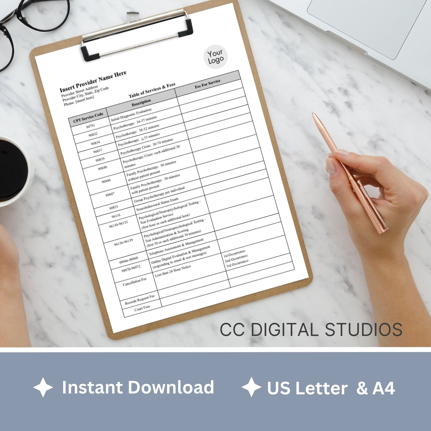 Simplify your pricing processes while maintaining professionalism and clarity with our editable Google Doc service fees and sliding fees template for mental health clinicians. Therapist Office, psychology, therapy forms, therapy notes