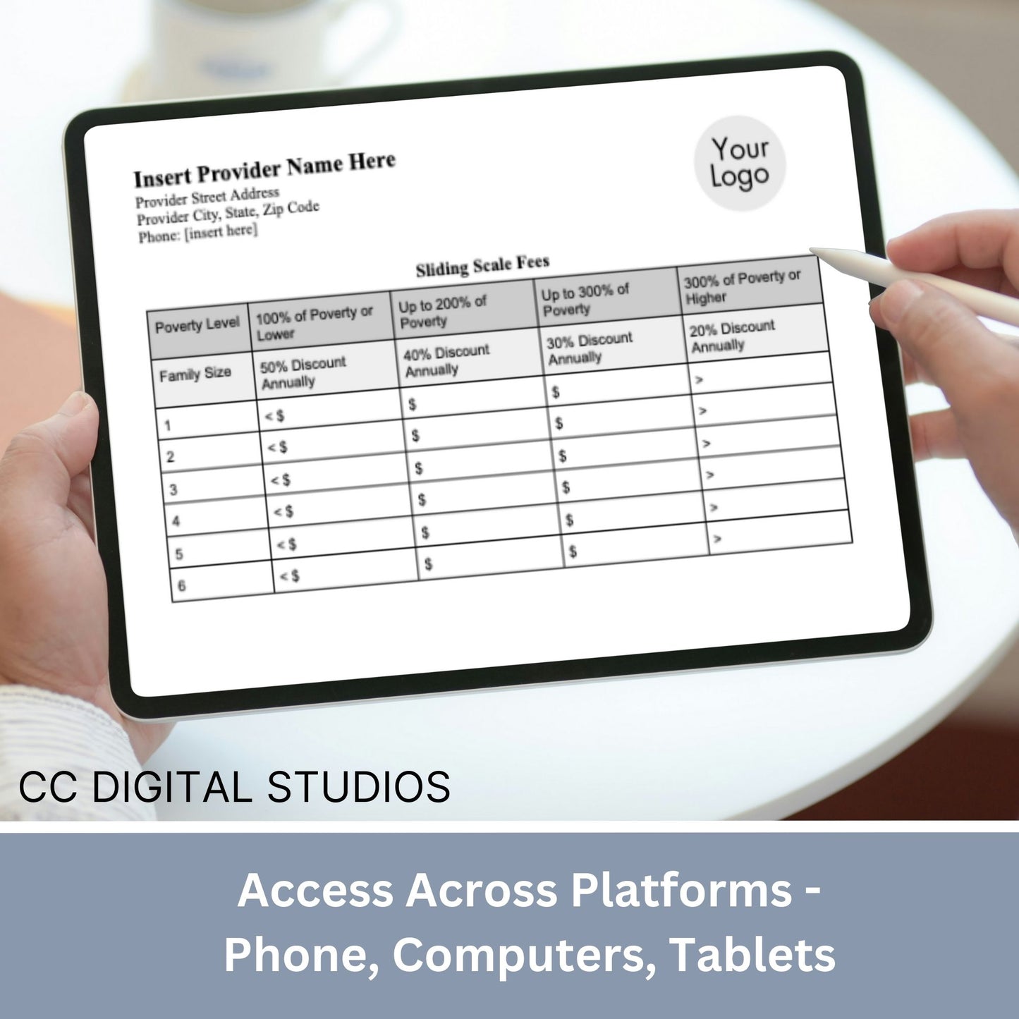 Simplify your pricing processes while maintaining professionalism and clarity with our editable Google Doc service fees and sliding fees template for mental health clinicians. Therapist Office, psychology, therapy forms, therapy notes