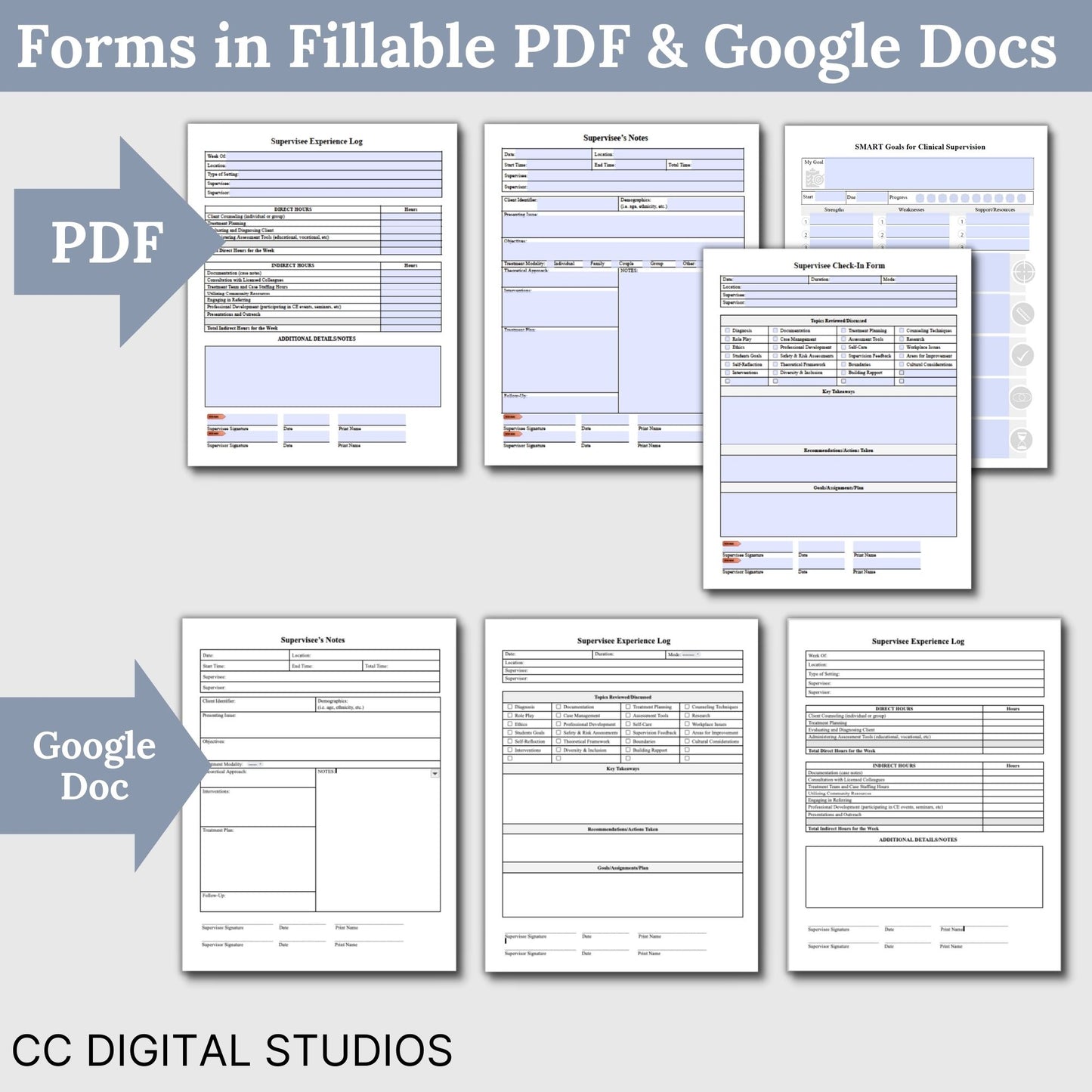 Elevate your counseling practicum or internship experience with our toolkit featuring Google Doc hours logs, supervision forms, supervision notes therapy templates. 280 self-reflections questions to ensure internship preparedness