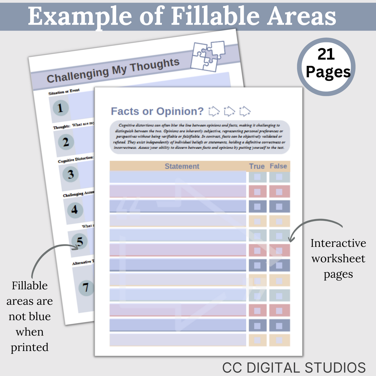 Cognitive Distortion Therapy Worksheets: Identify & Reframe Thought Pa ...