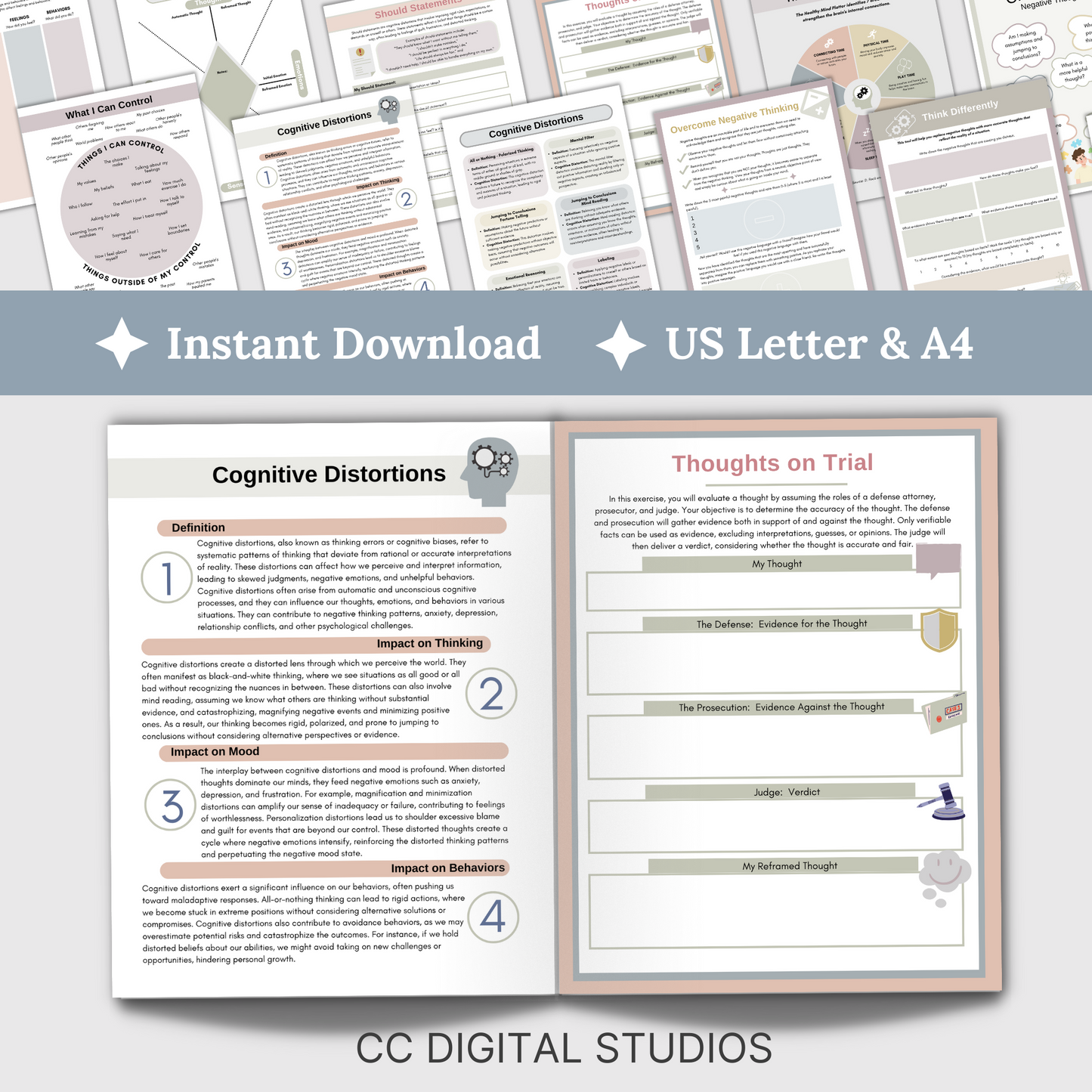 cognitive distortion therapy worksheets are designed to help you gain insight into and challenge your thinking patterns.  Crafted to guide you through the process of identifying and addressing specific cognitive distortions