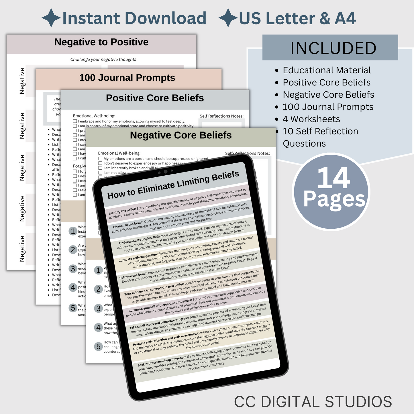 Our Core Values CBT worksheets can help you learn to control your emotions through positive thoughts. They are made to guide you in discovering what is really important to you, understanding your thoughts, and getting to know the real you.