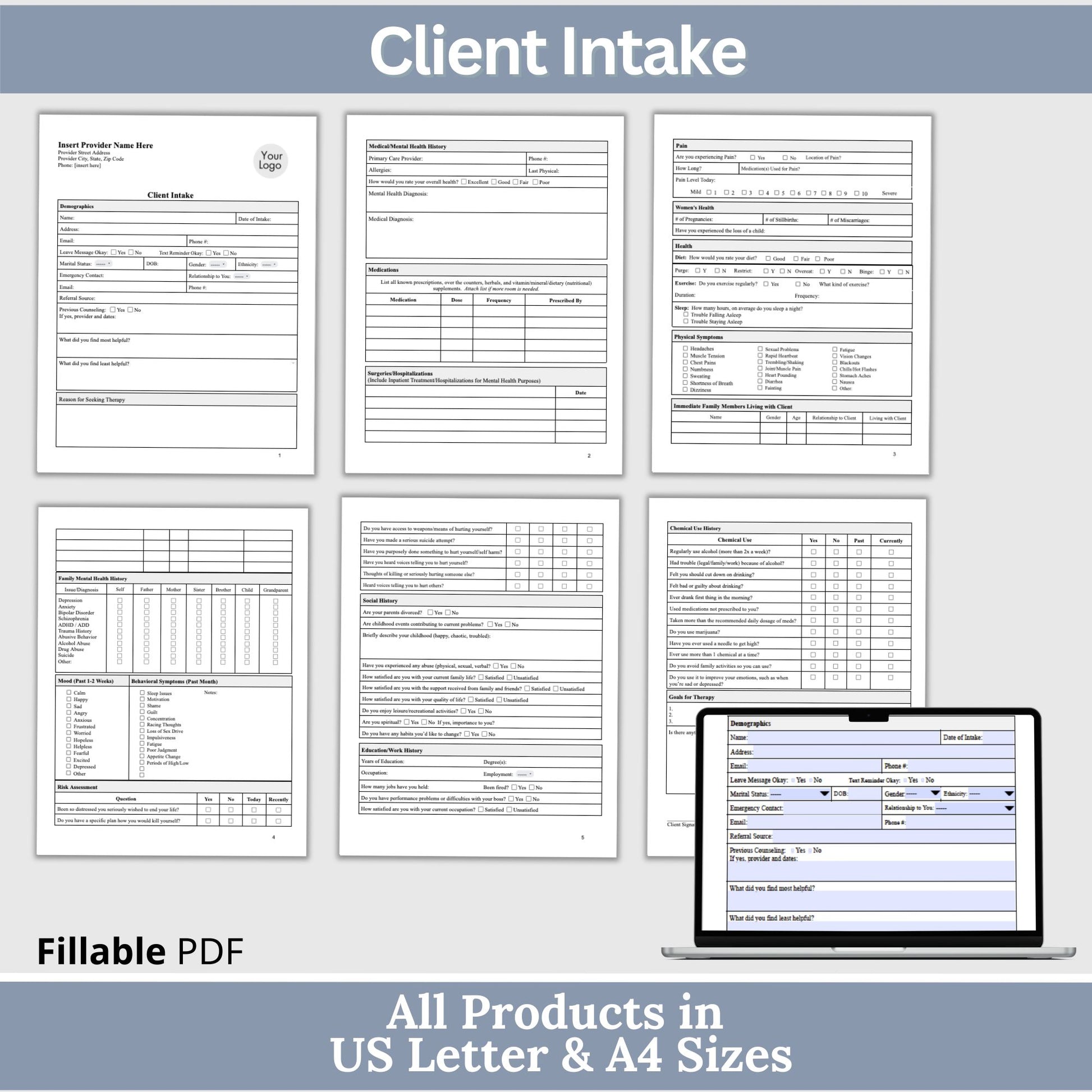 Mental health practice counseling forms bundle. This comprehensive therapy bundle includes fillable PDF client intake form, progress notes, treatment plan, and biopsychosocial designed to streamline your documentation process.