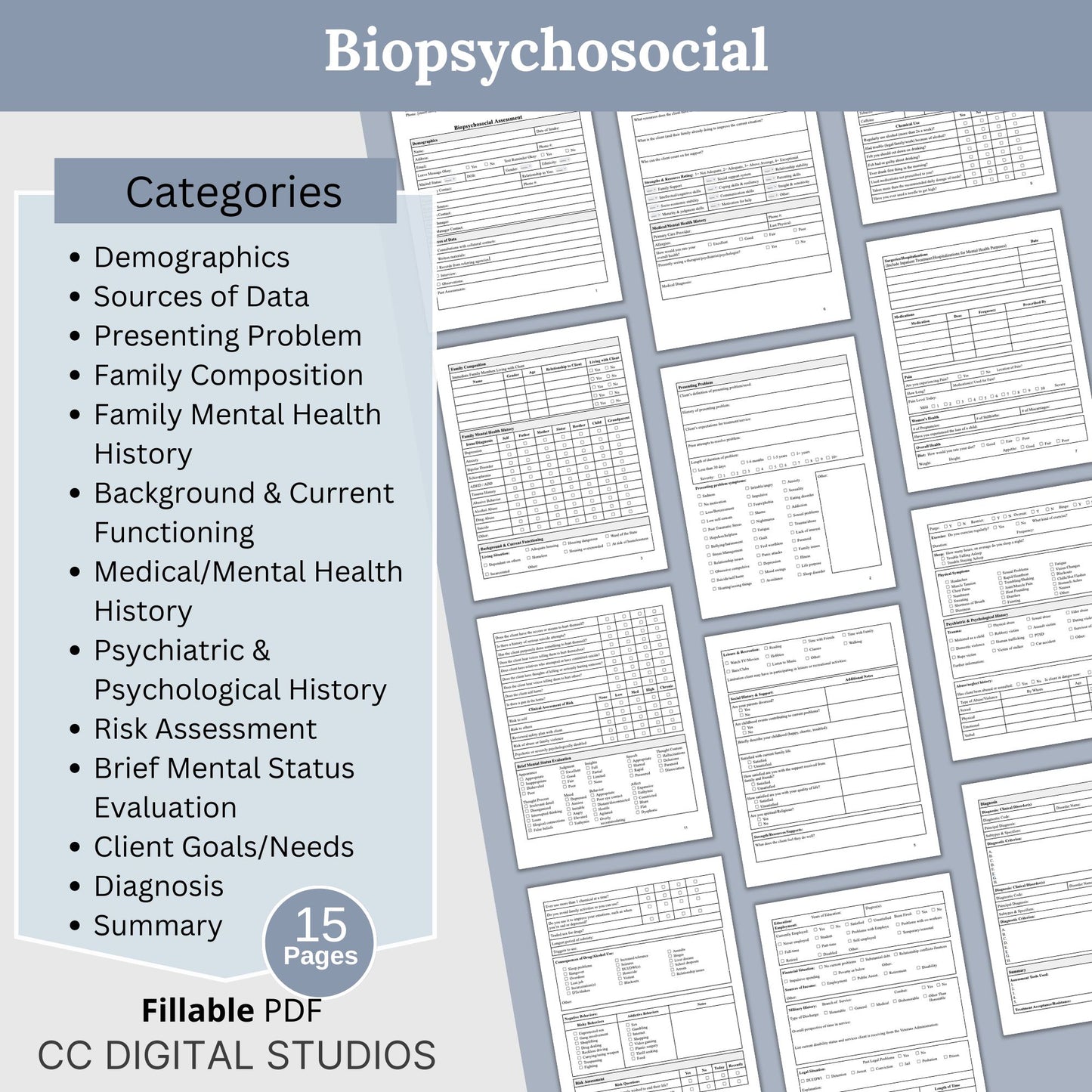 Mental health practice counseling forms bundle. This comprehensive therapy bundle includes fillable PDF client intake form, progress notes, treatment plan, and biopsychosocial designed to streamline your documentation process.