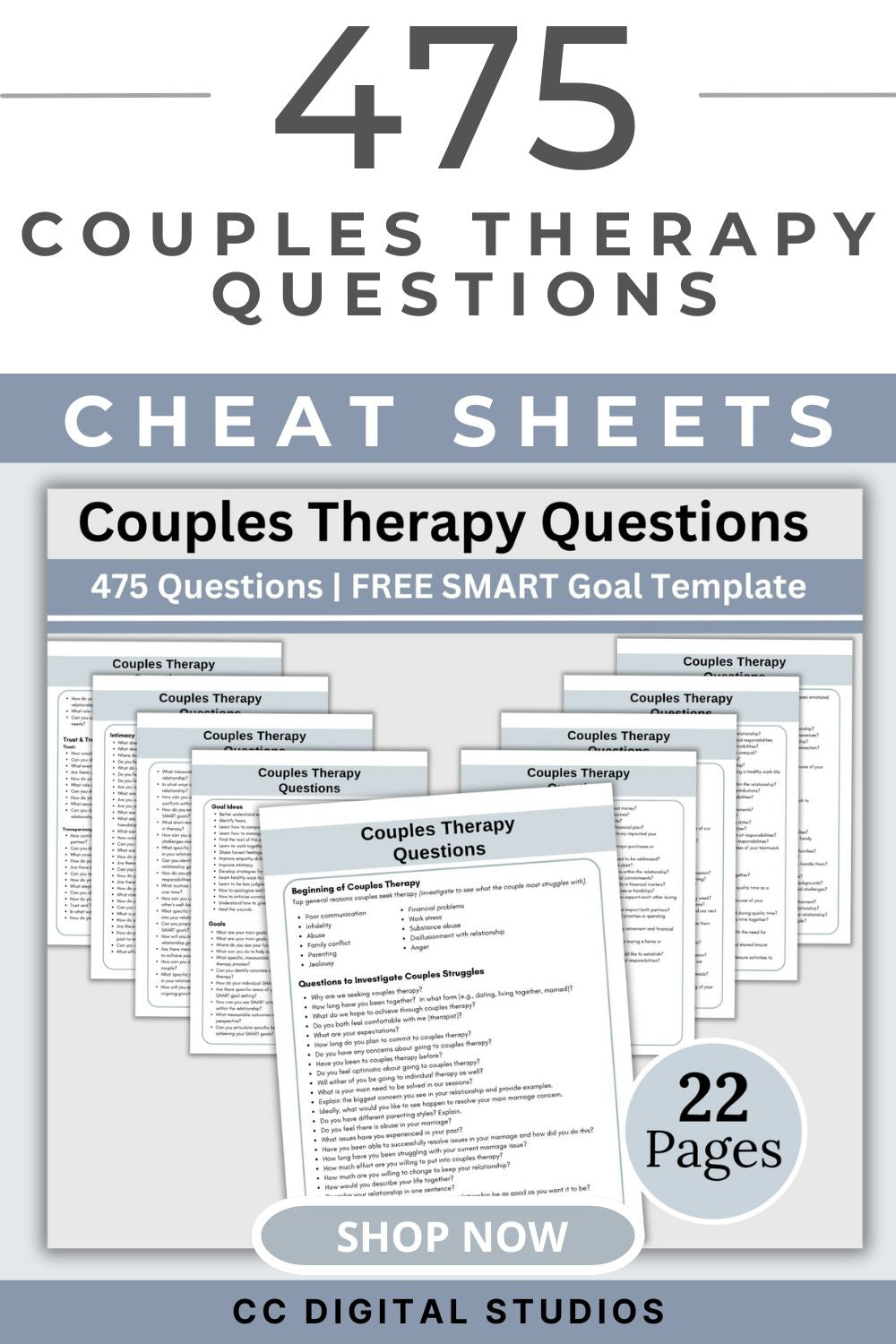 450 thoughtfully crafted conversation starters and therapy questions. Perfect for couples counseling this resource is designed to elevate communication and understanding in your counseling office.