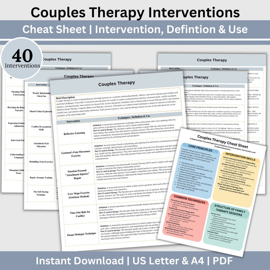Couples Therapy Intervention Cheat Sheet