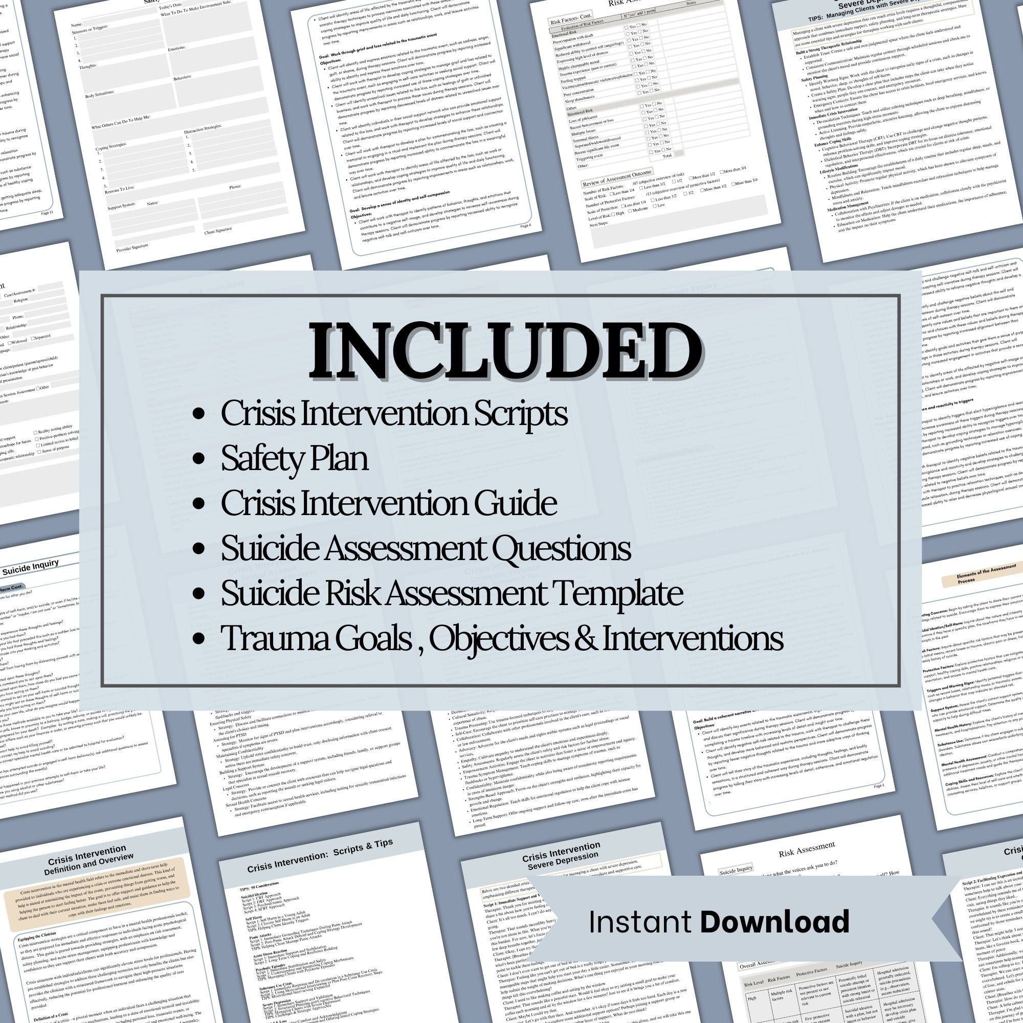 Crisis Intervention Task Module Crisis Intervention & Suicide Assessment Therapist Planner Bundle: Ess ...