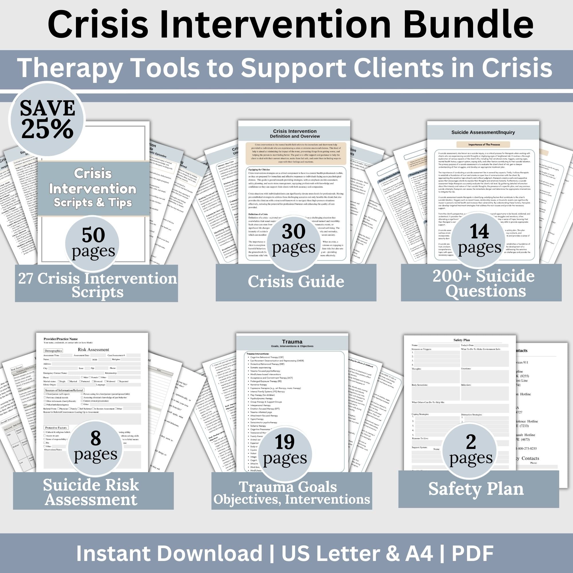 Crisis Intervention Task Module Crisis Intervention & Suicide Assessment Therapist Planner Bundle: Ess ...