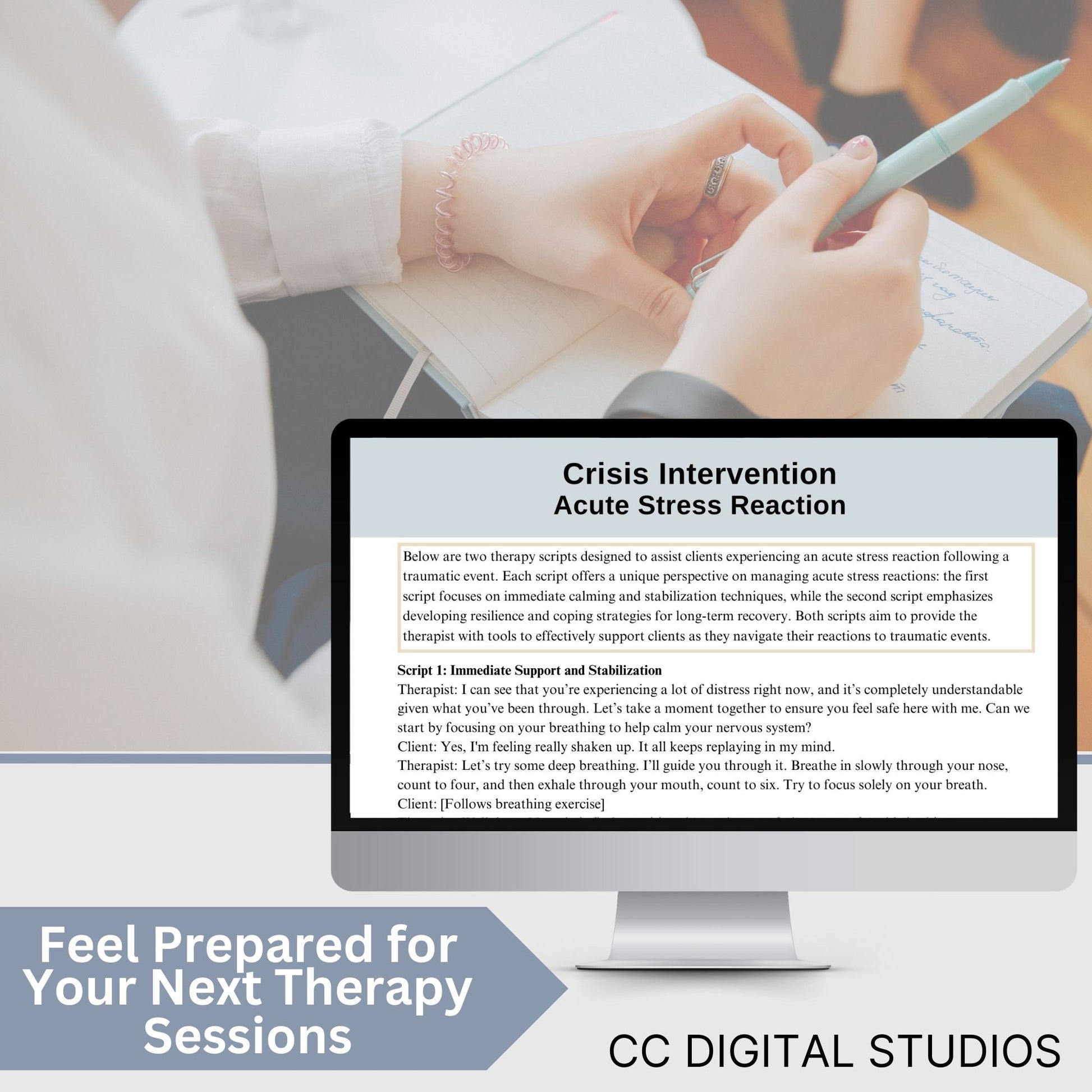Crisis intervention therapy scripts and tips. &nbsp;Unlock the full potential of your therapeutic practice with our comprehensive 50 page Mental Health Therapy Scripts, covering 27 crisis intervention therapy sessions. 