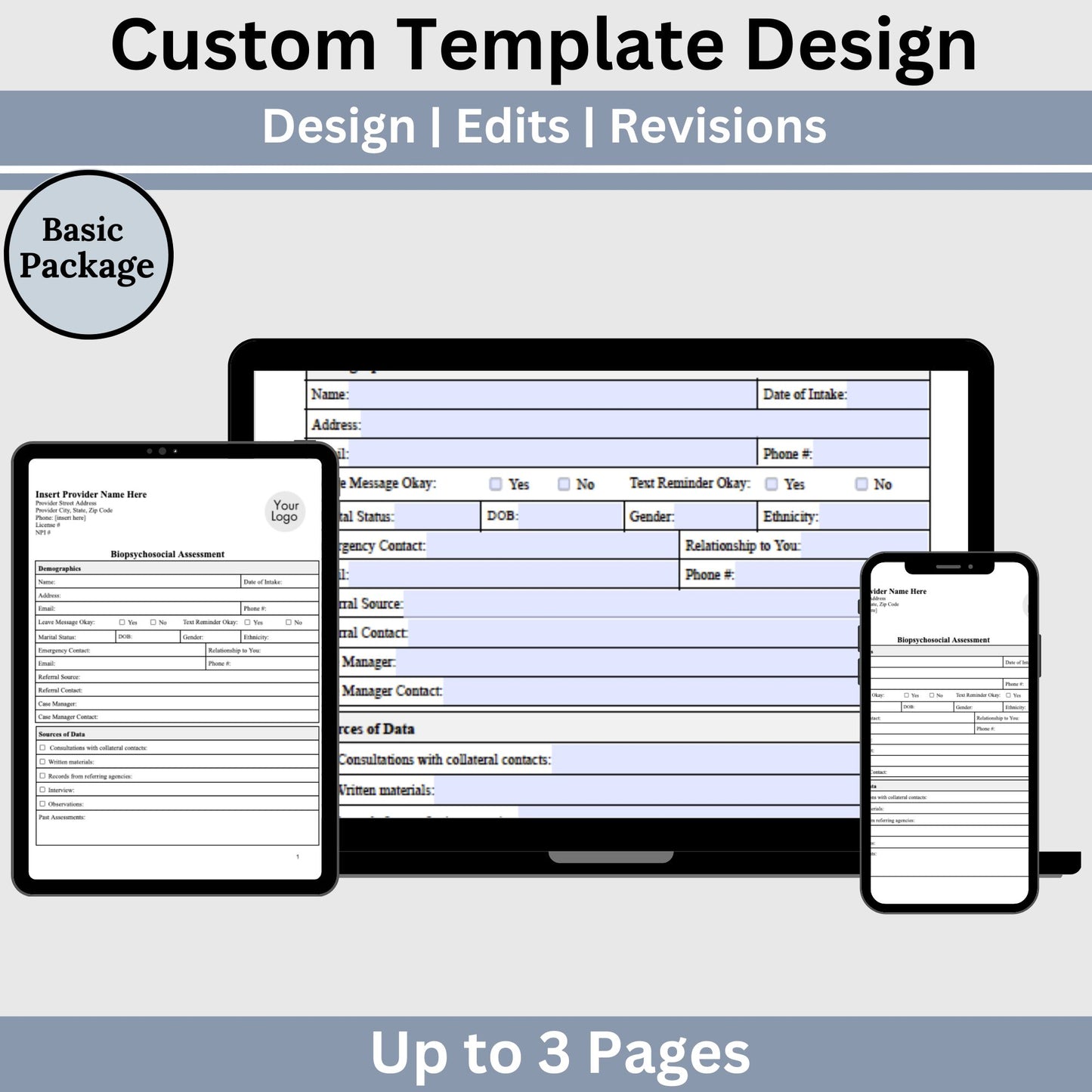 Custom Template Design:  Basic Package