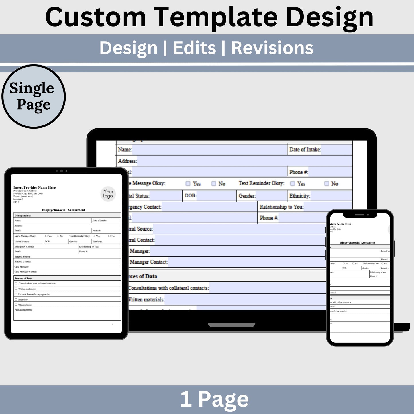 Custom Template Design:  Single Page