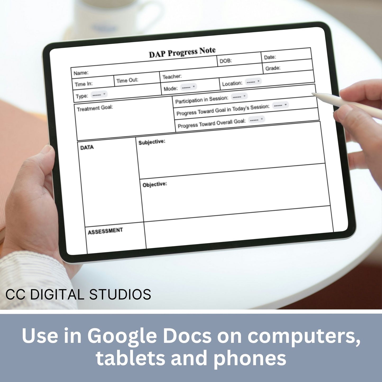 DAP Progress Note for School Counselors, School Psychologist, School Social Work Counseling Tools, Session Notes, Therapist Office Form