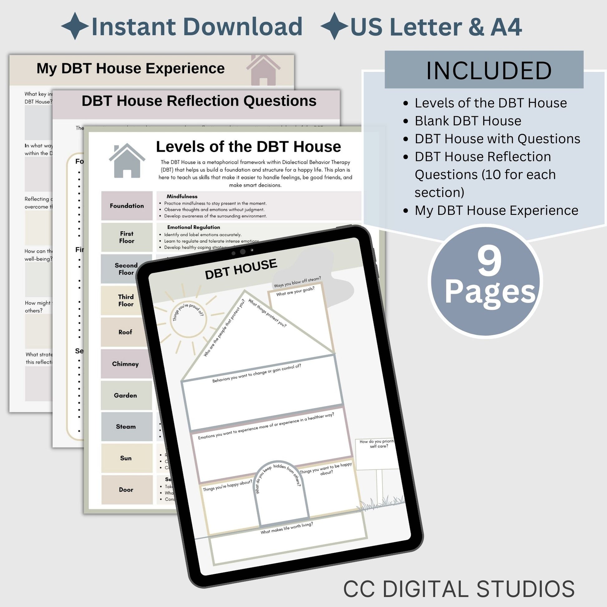 DBT House Therapy Worksheets. Designed for individuals navigating DBT, these worksheets offer a comprehensive toolkit for skills development, anxiety relief, and personal growth. This DBT workbook, Borderline, BPD